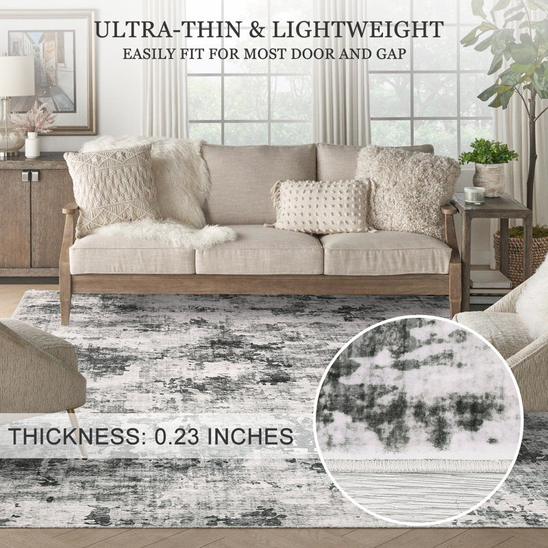 Rectangle Ikat Area Rug, Grey, 80*150cm