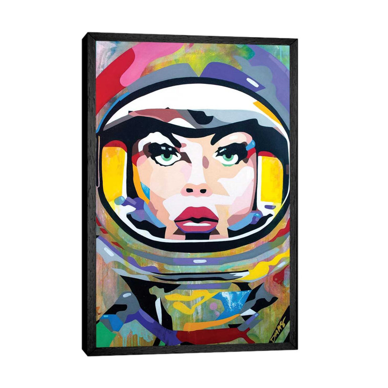 Space Girl - Painting on Canvas, Black Floater Framed, 101.6 cm H x 66.04 cm W