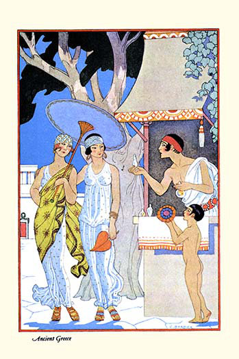 Grèce antique-impression d’art graphique, H 66 po x l 44 po