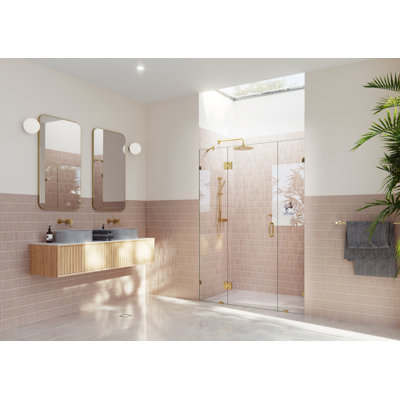 Stellar 61.5 in. x 78 in. Fully Frameless 3 Panel Inline Hinge Shower Door