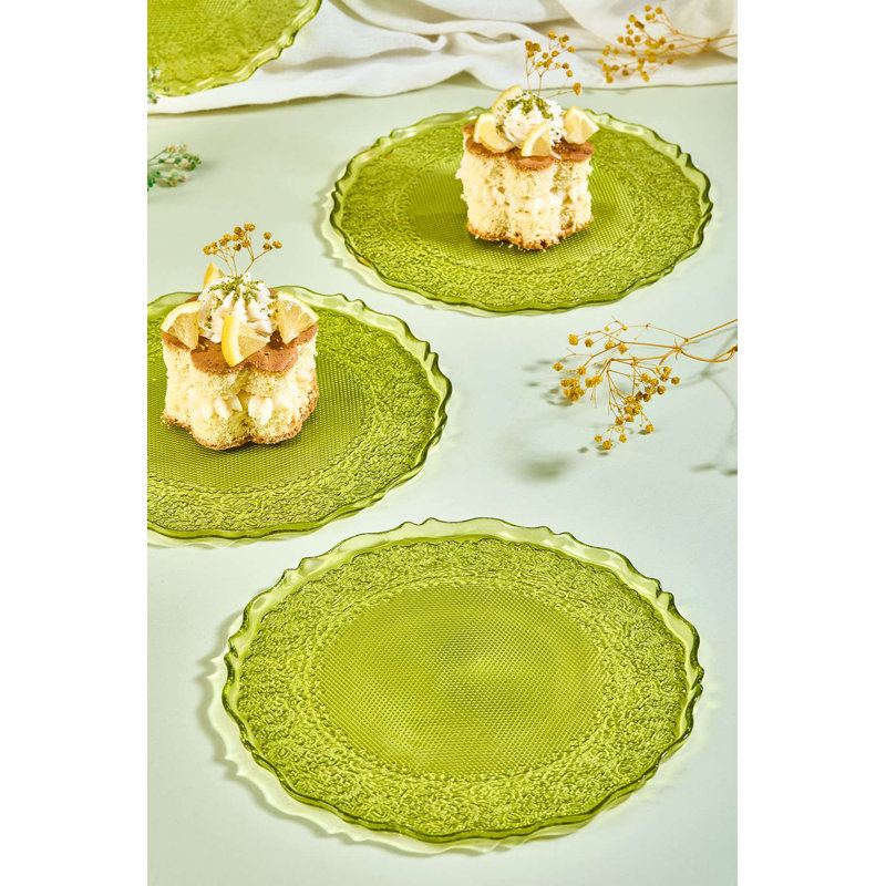 Elegant 6-Piece Dessert Plate Set, 8.3 inches | 100% Glass, Vibrant Yellow Color | Perfect for Cakes, Pastries & Desserts | Dishwasher Safe, Modern Design for Entertaining & Everyday Use