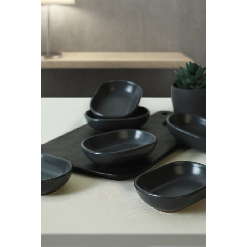 Latitude Run Areej 100% CERAMIC Salad Bowl, Dark Grey