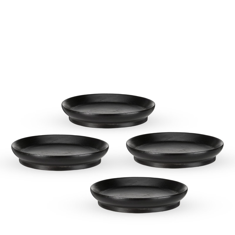 Ensemble de 4 assiettes à apéritif en verre de style champêtre rustique 3072, acajou