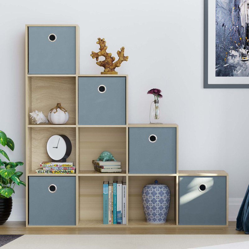 Penhook 128 cm H x 128 cm W Cube Bookcase, Grey, Oak