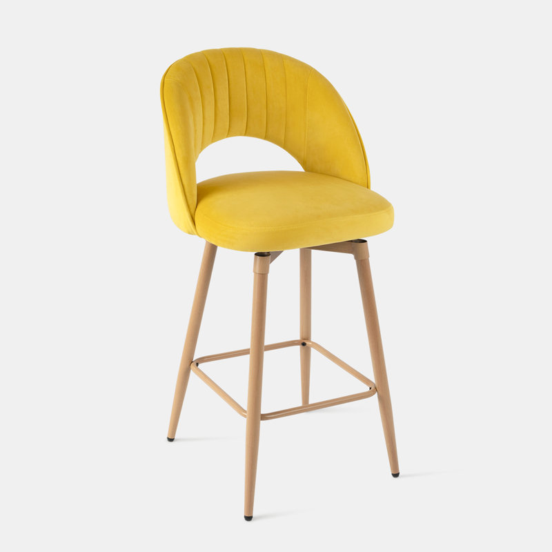 Ensemble de 3 tabourets de bar pivotants avec dossier 360 °, Jaune, 3
