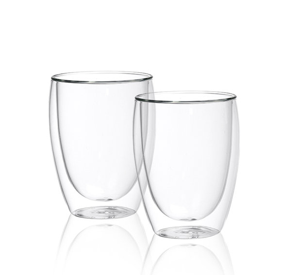 NutriChef Double Wall Insulated Glasses 2pcs 8oz High Borosilicate