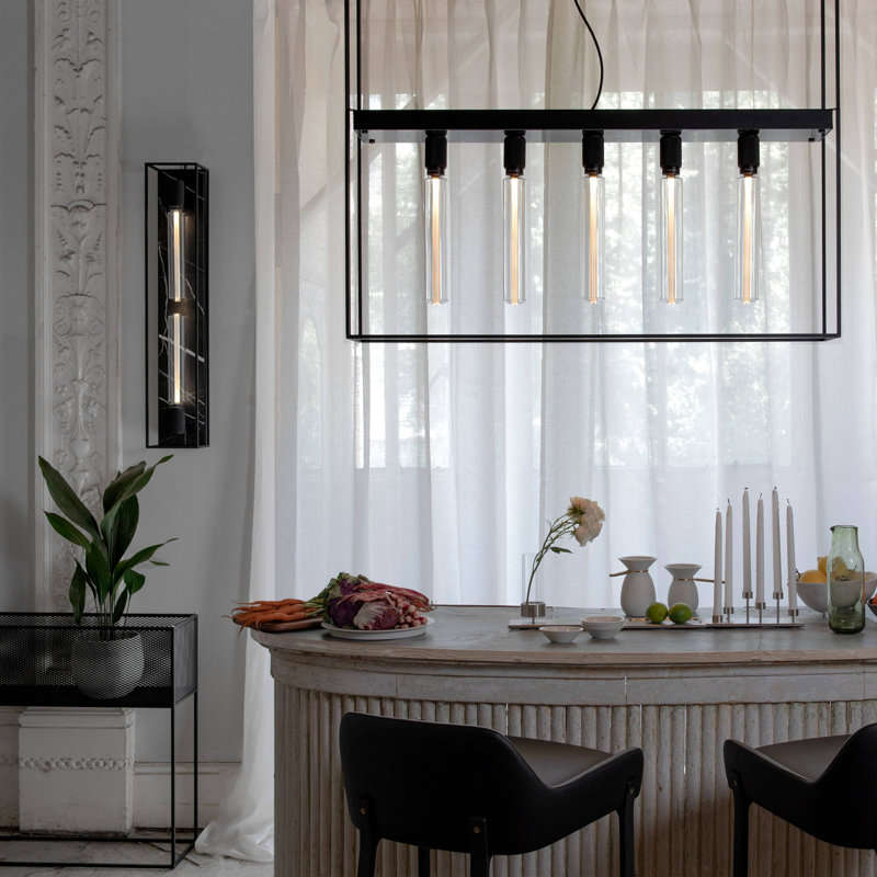 2 - Light Flush Mounted Sconce, Black Marble