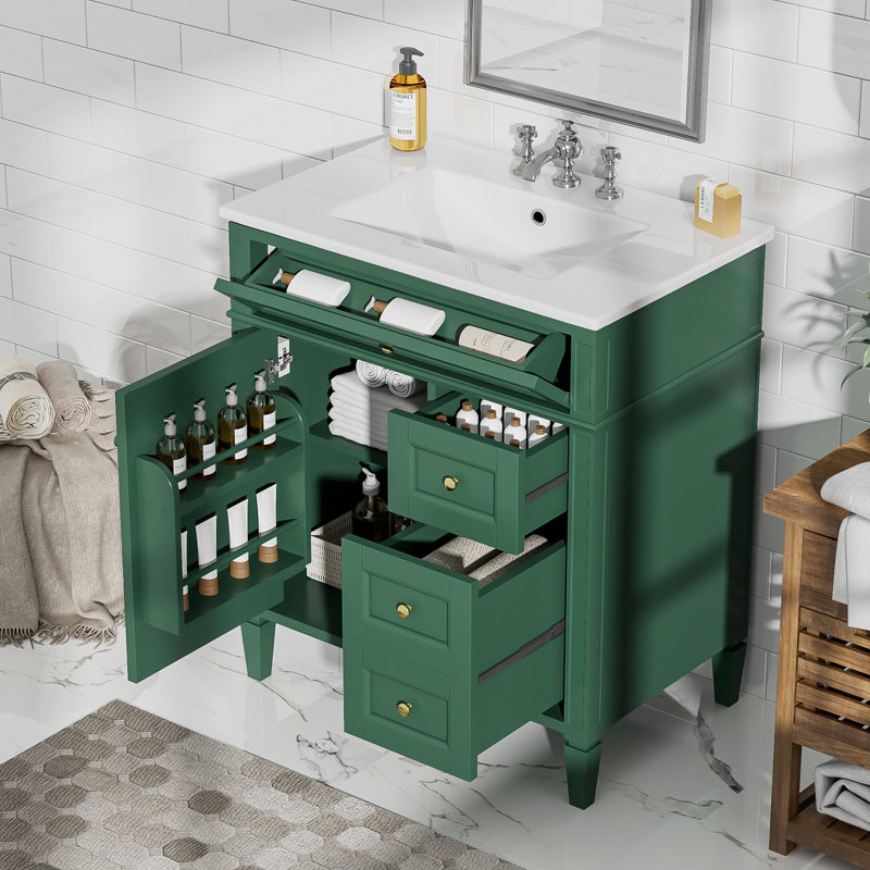 Meuble-lavabo de 30 po avec lavabo supérieur, Vert