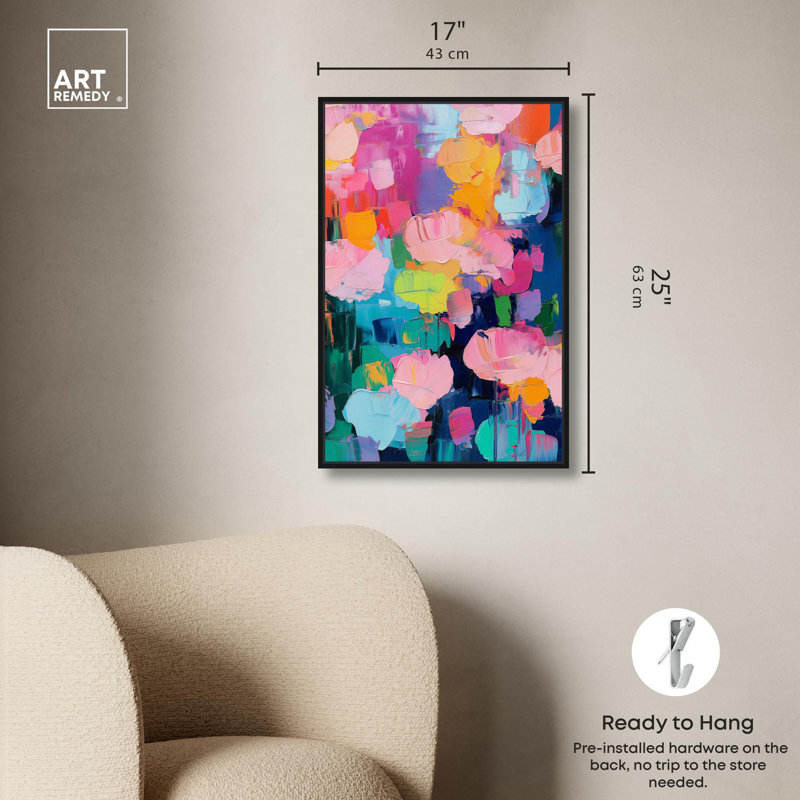 Toile «Glide of Colours» par Art Remedy, Cadre noir, H 25 po x l 17 po