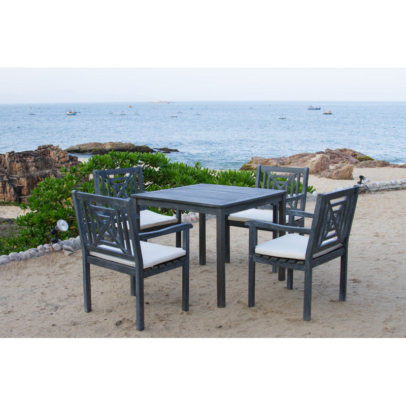 Outdoor Sterger 4 Seater Dining Set with Cushions, Ash