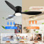 Ventilateurs de plafond encastrés intelligents de 52 po avec télécommande, moteur à courant continu silencieux, ventilateur de plafond intérieur à profil bas pour l'extérieur, commande avec application Alexa WIFI, à intensité variable, pales en A-78975180-78975181