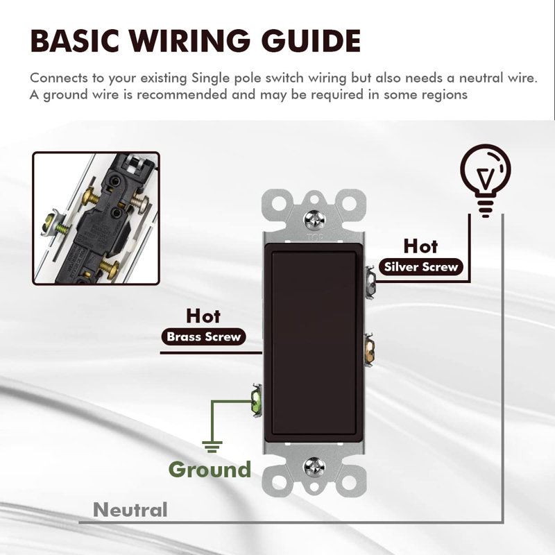 15-Amp Single Pole Light Switch,10 pack, Brown