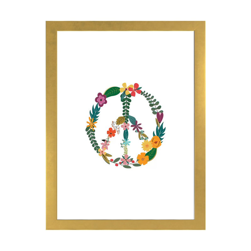 Paix - imprimé, Papier encadré doré, Blanc, H 24 po x l 16 po x P 1 po