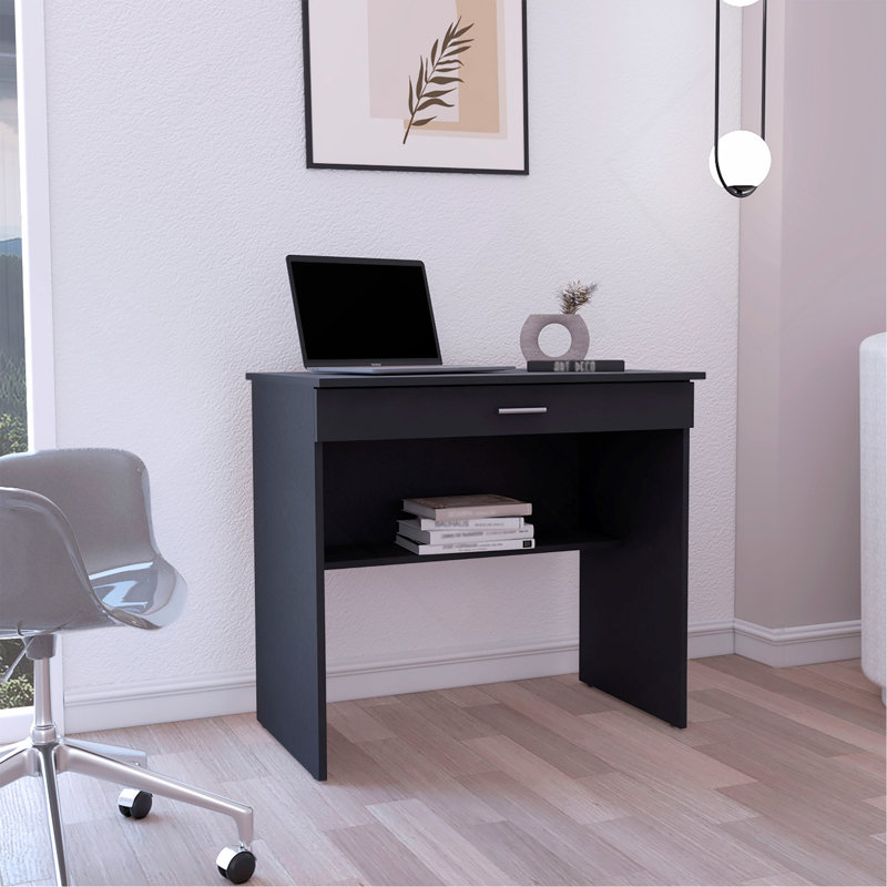 Bureau d'écriture 80 C, poste de travail compact avec tiroir et tablette inférieure