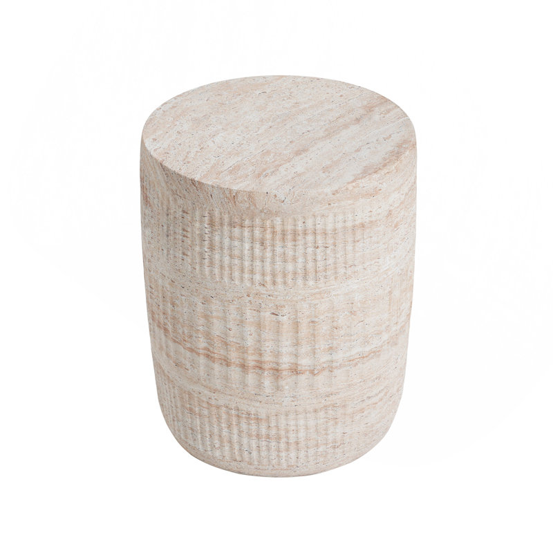 Outdoor/Indoor Lightweight Concrete Side Table,Travertine Finish