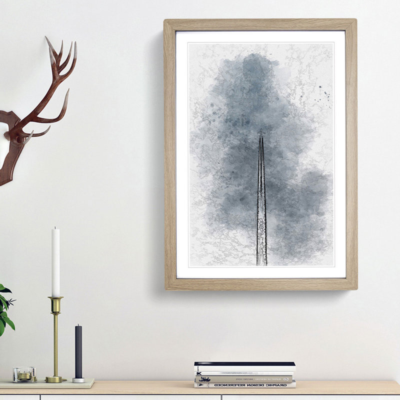 Contrails from the Airplane in Abstract - Picture Frame Graphic Art Print, 36cm H x 27cm W x 2cm D, Oak Framed