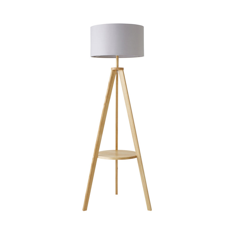 Ismay 149cm Tripod Floor Lamp, No, Grey, Light Brown