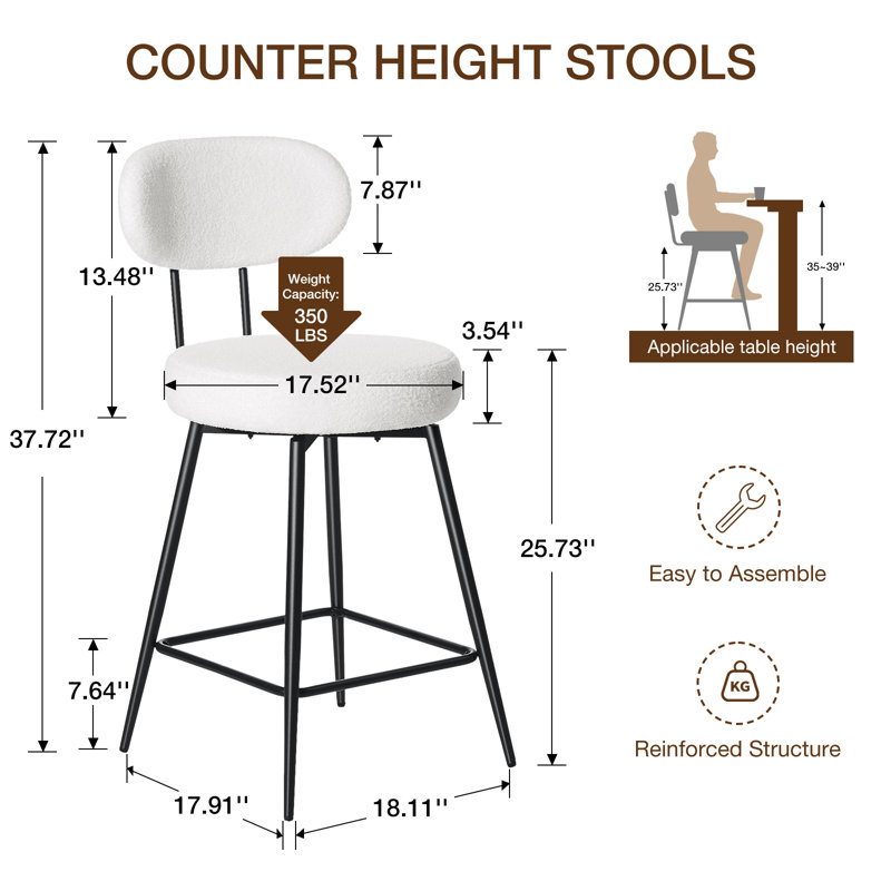 26" H Swivel Bar Stools Counter Height Bar Stools with Adjustable Foot Pads, 3, White