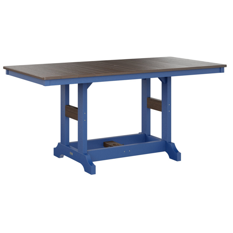 Garden Classic Outdoor Bar Table, Pacific Blue, Brazilian Walnut
