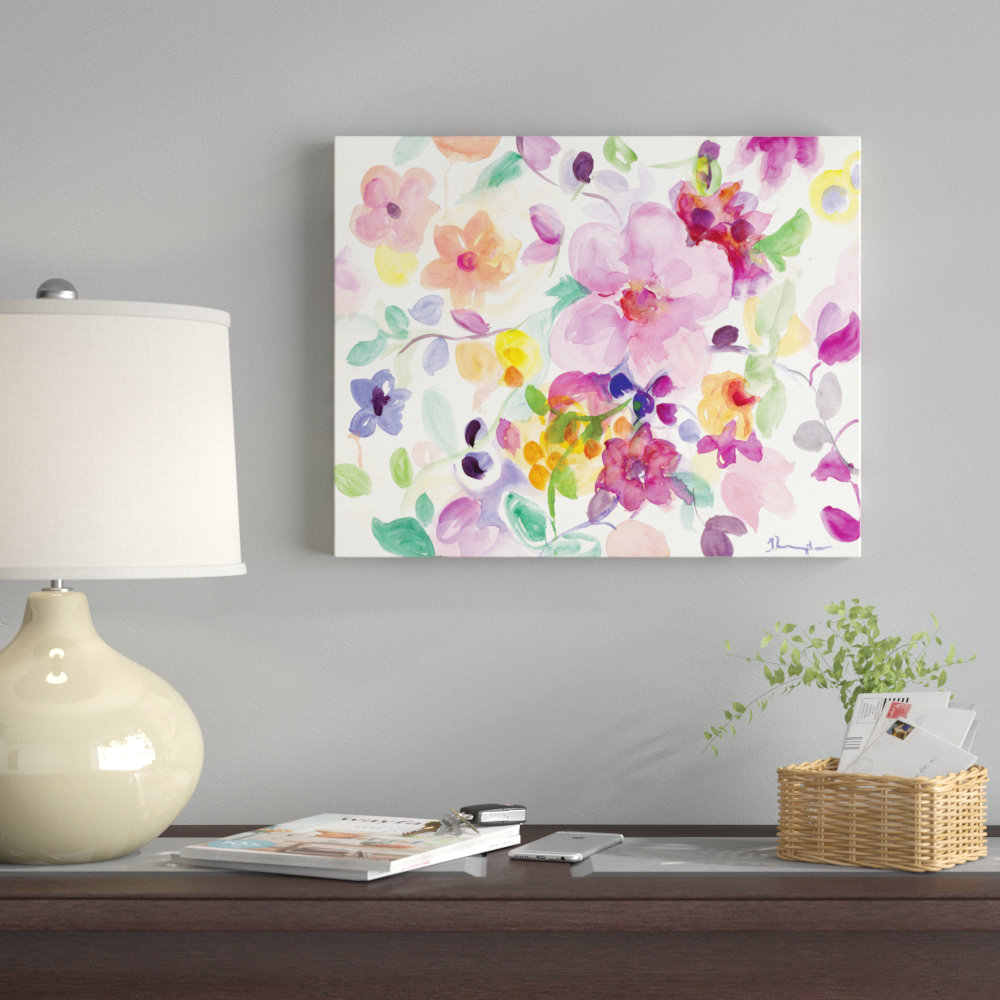 " Watercolor Dreamy Flowers II " East Urban Home