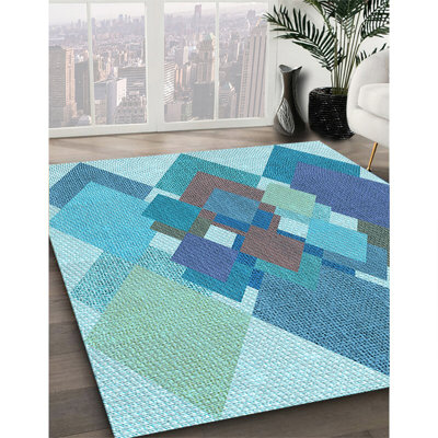 Tapis 100% à motifs lavables à la machine 2989WWS-Pat1107-LBLU