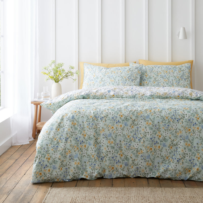 Ditsy Floral 200 Thread Count Cotton Reversible Duvet Cover Set, Single