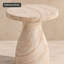 Table d'appoint d'extérieur en béton beige aspect travertin, forme sablier-1808585549