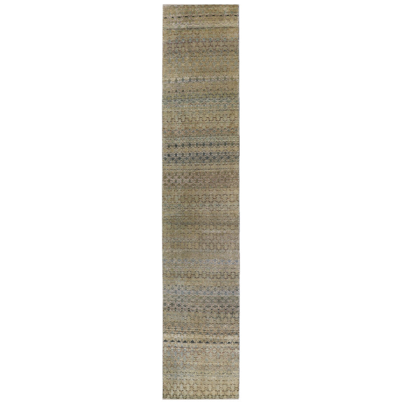 Beige Multi Alchemy Transitional Silk Wool Blend Runner - 2'10" x 15'1"