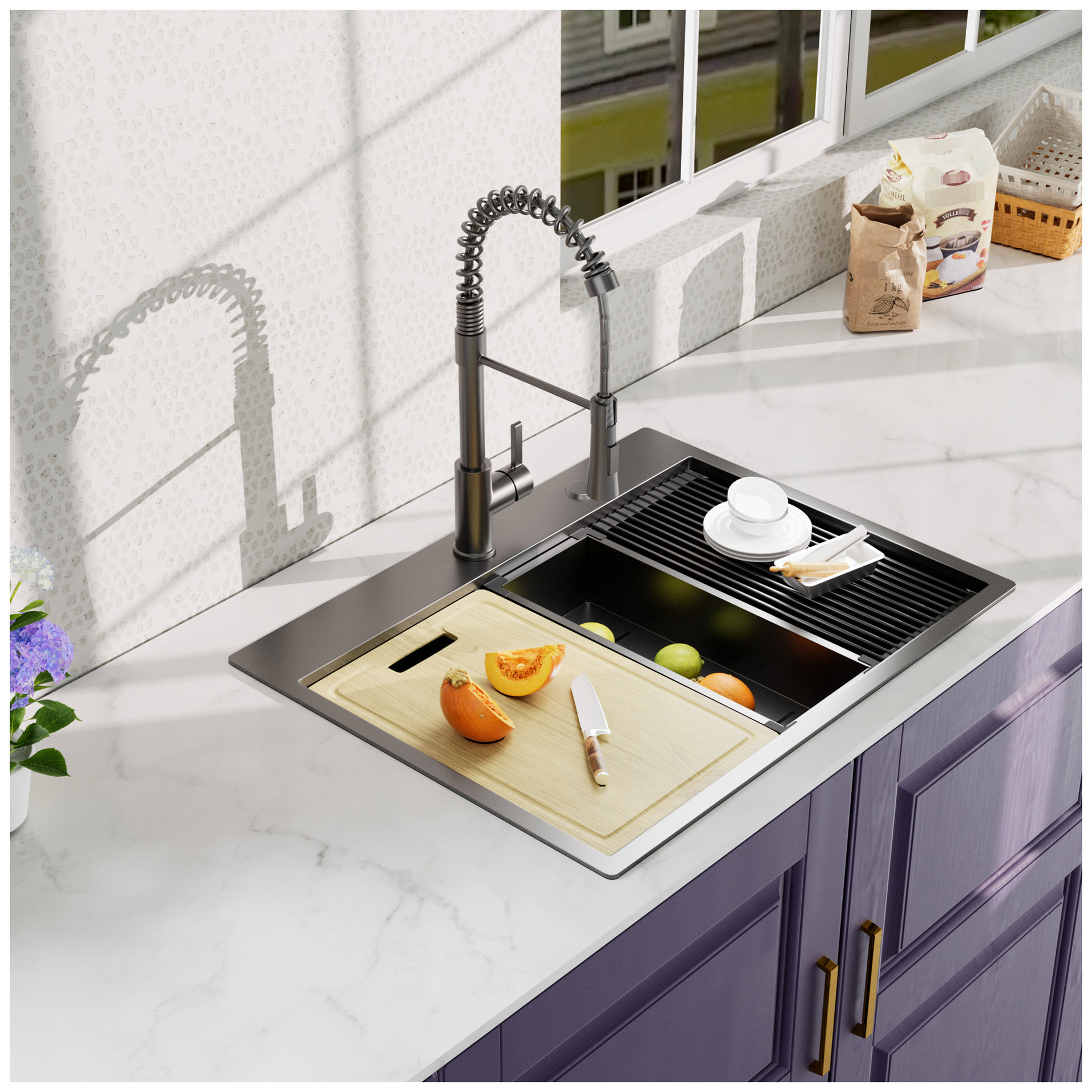 xingguangya Gunmetal Black 32X22inch Kitchen Sink, Stainless Steel ...