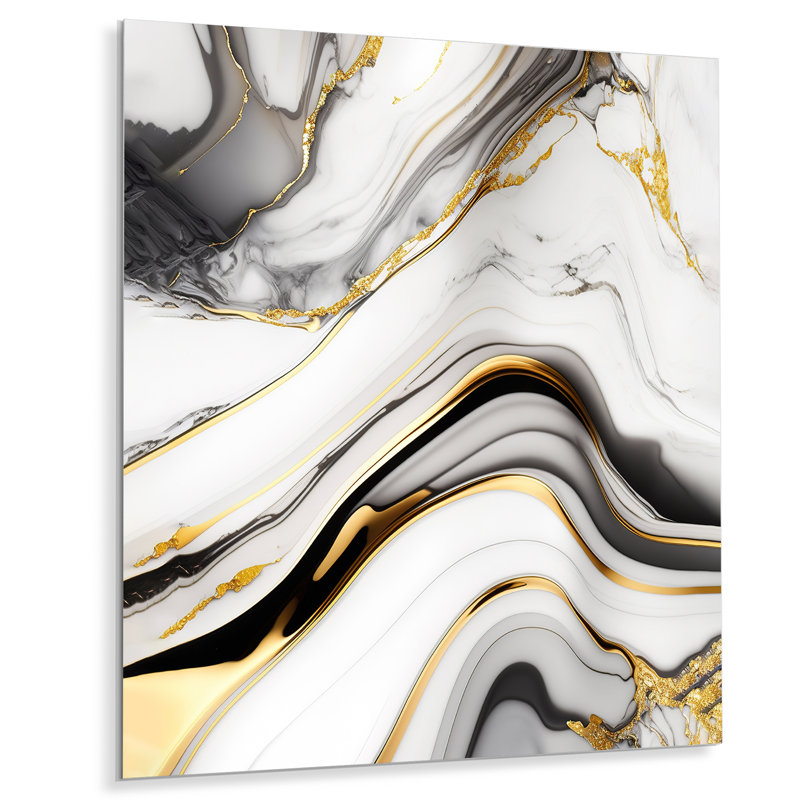 Abstrait géométrique marbre marbre gris IV - décoration murale abstraite en métal, H 20 po x l 12 po x P 1 po