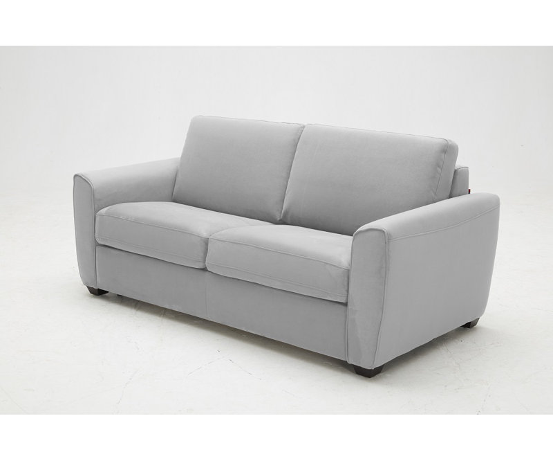 Canapé-lit à accoudoirs arrondis en microfibre 74,8 po Azurine, Microfibre gris clair