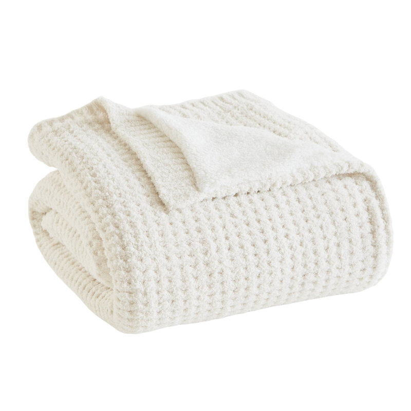 Rowan Waffle Knit Chenille Throw, Ivory