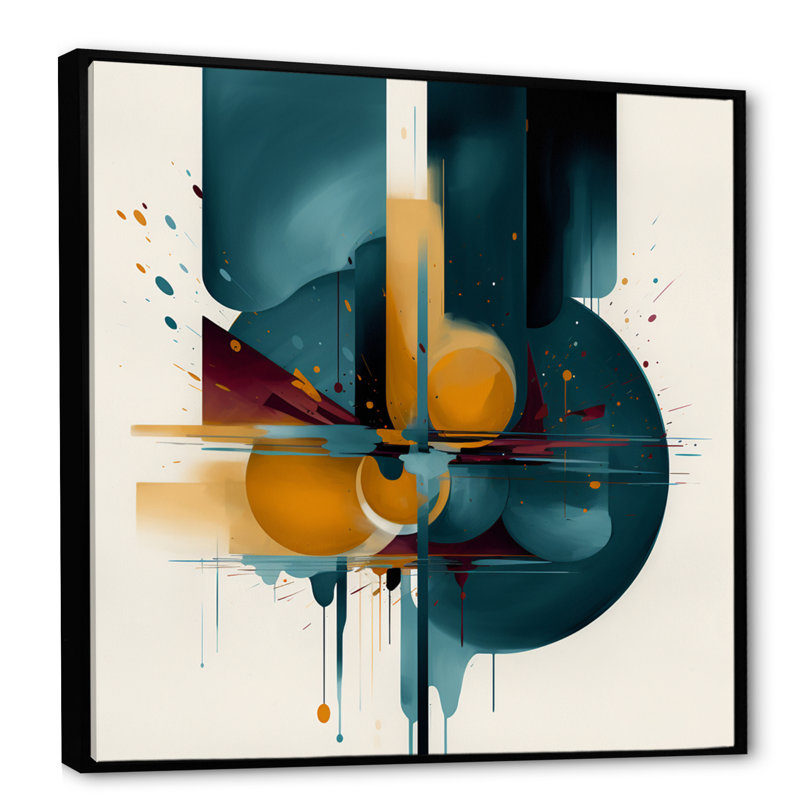 Oeuvre abstraite de forme vernale I, H 24 po x l 24 po x P 1 po, Toile avec cadre flottant noir
