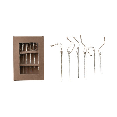 6-Piece Mercury Glass Icicle Ornament Set