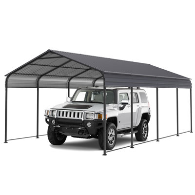 12X20FT Heavy Duty Carport Garage Canopy Galvanized Multiple Sizes With Galvanized Steel Roof