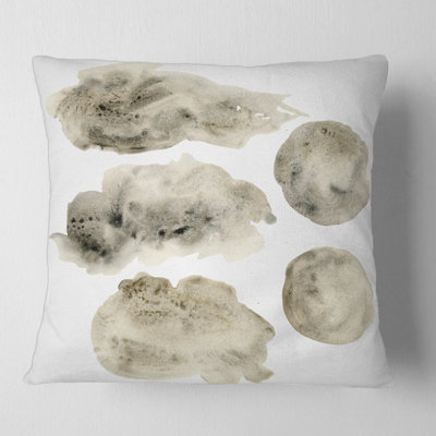 Coussin décoratif gris et doré beige à motif de nuages II