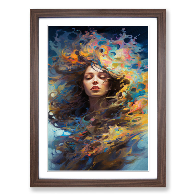 Single Picture Frame Print on Wood, 64cm H x 46cm W, Walnut Framed