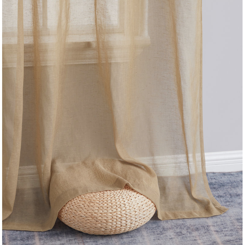 Linen Semi-Sheer Grommet Curtain Panels, 54" W x 84" L, Taupe