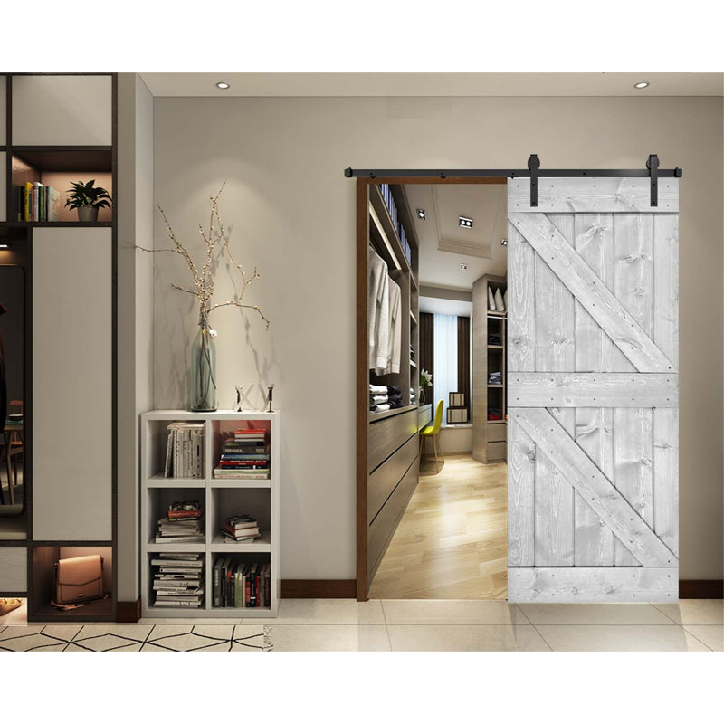 Porte de grange peinte 84 po 84 po, 30 po x 84 po, Gris argenté