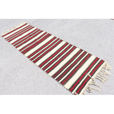 Vintage Turkish Kilim Rug: Handwoven Rustic Red Bohemian Decor for Entryway