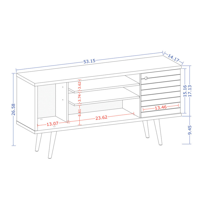 53 Inch TV Stand - Rustic Brown & Yellow Entertainment Center |Gift Idea, Brown/Yellow