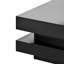 Table basse carrée ultra brillante à 2 niveaux avec lumières DEL pour le salon, 31,5 po x 31,5 po x 14,2 po, noir | Idée de cadeau
