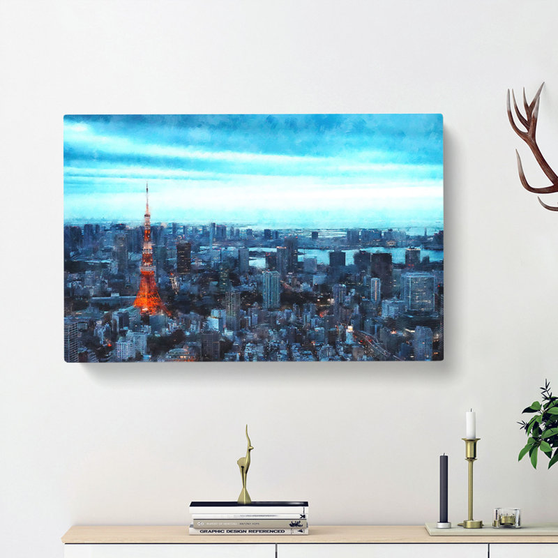 Tokyo Tower & Japan Skyline - Wrapped Canvas Print, 50cm H x 76cm W x 3cm D