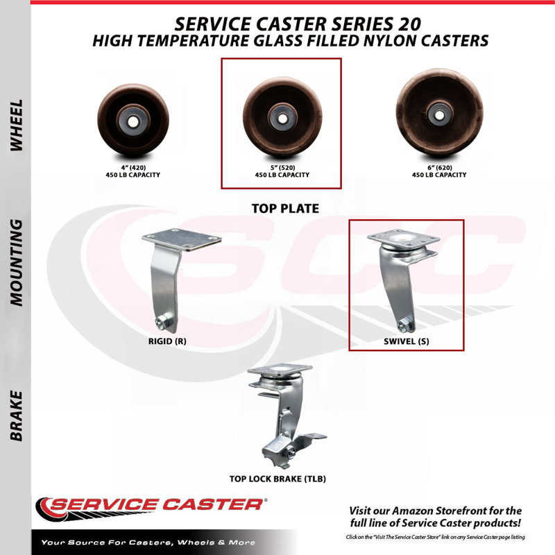 High Temp Glass Filled Nylon Caster