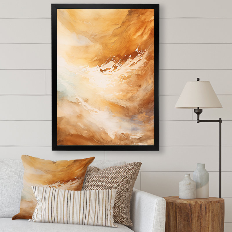 «Beige Sandy Clouds Horizon I», reproduction sur toile, Cadre simple noir, H 20 po x l 12 po x P 1 po