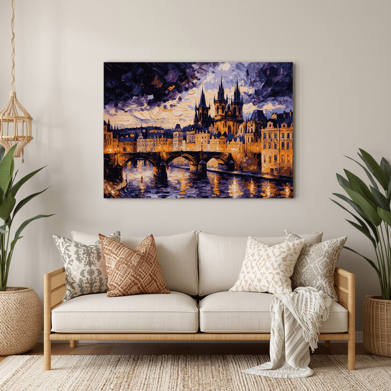 Cities Prague Czech Republic Grey Metal Wall Art, 132" H x 168" W x 0.05" D