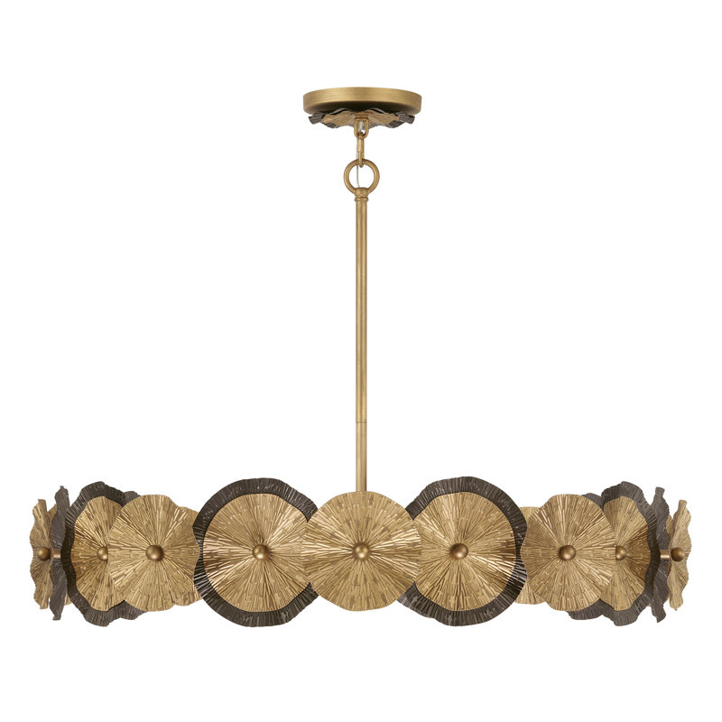 Luminaire suspendu 5 lumières Lincoln en or et bronze vieilli par Breegan Jane
