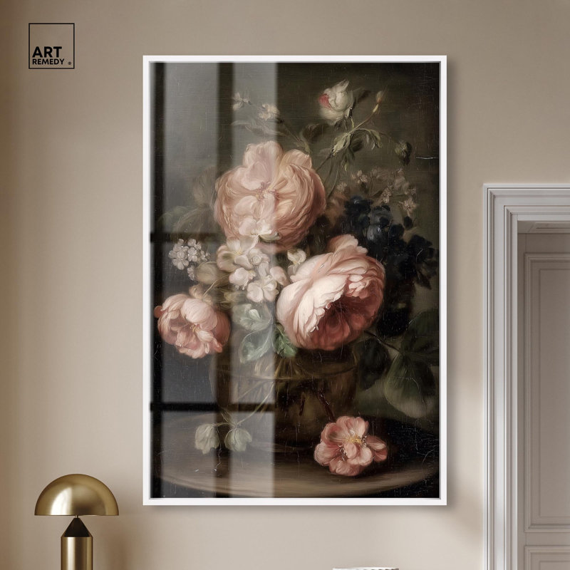 «Peony Rhapsody II Shadowbox Print» par Art Remedy, H 55 po x l 37 po, Blanc