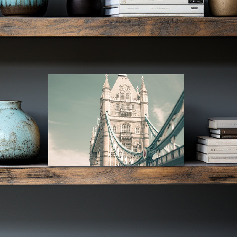 London Tower Bridge Charm Vintage Abstract Architecture City Wall Art Print by Talitha McQueen - Print, 30.48cm H x 45.72cm W