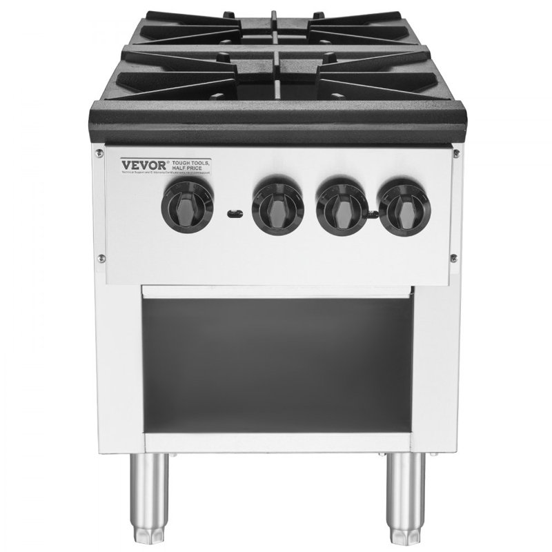 Commercial Gas Range Stove 2 Burners Countertop Cooking Hot Plate Kitchen